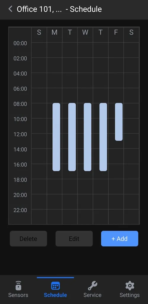 Pureon app schedule screen